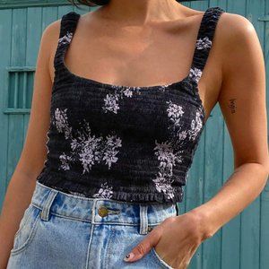 Free People Hannah Printed Cami Black Combo